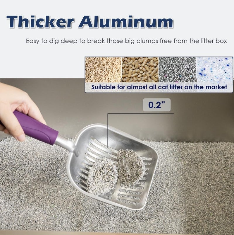 Vitisyao Metal Heavy Duty Cat Litter Scoop with Holder, Stainless Steel Kitty Litter Scooper Caddy for Litter Box, Aluminum Speed Sifter with Non-Slip Handle - Image 3